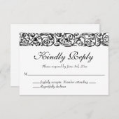 ヴィンテージフォーマルエレガント白黒結婚ズ 出欠カード (正面/裏面)