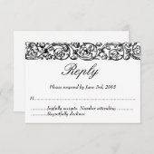 ヴィンテージフォーマルエレガント白黒結婚ズ 出欠カード (正面/裏面)