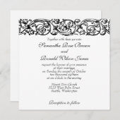 ヴィンテージフォーマルエレガント白黒結婚ズ 招待状 (正面/裏面)