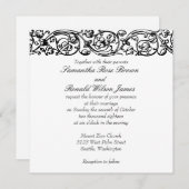 ヴィンテージフォーマルエレガント白黒結婚ズ 招待状 (正面/裏面)