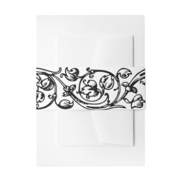 ヴィンテージフォーマルエレガント白黒 招待状ベリーバンド