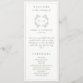 ヴィンテージフォーマルセージグリーンモノグラム結婚式 プログラム (正面)