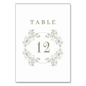ヴィンテージフォーマルセージ緑モノグラム結婚ズ テーブルナンバー (正面)