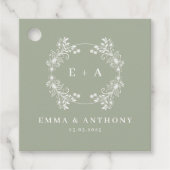 ヴィンテージフォーマルセージ緑モノグラム結婚ズ フェイバータグ (正面)