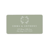 ヴィンテージフォーマルセージ緑モノグラ結婚ムのスクリプト ラベル (正面)