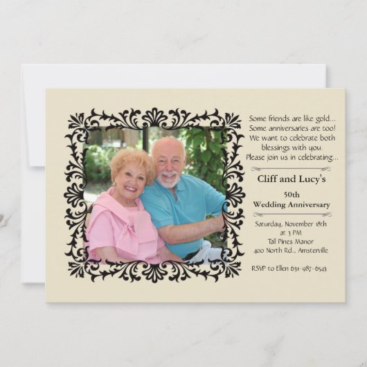 ヴィンテージフォーマルフローラフォト招待状 招待状 (正面)