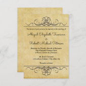 ヴィンテージフォーマルフローリッシュ紙- 3x5ウェディング招待状 招待状 (正面/裏面)