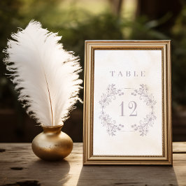 ヴィンテージフォーマルラベンダーモノグラム結婚ズ テーブルナンバー