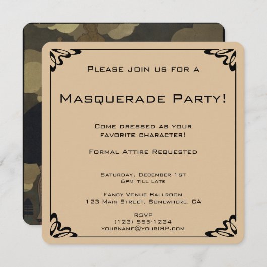 ヴィンテージフォーマル仮装パーティー 招待状 (正面/裏面)