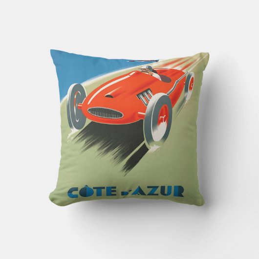 ヴィンテージフォーミュラワンレーシングポスターアート装飾用クッション クッション (正面)