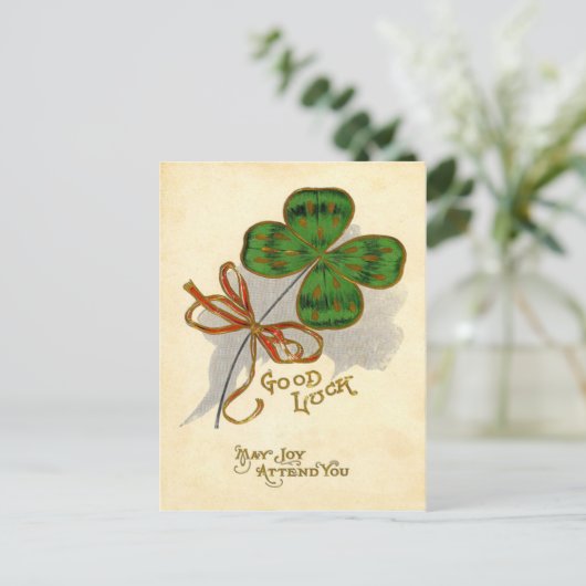 ヴィンテージフォーリーフクローバーセントパトリックのデイカード ポストカード (スタンド正面)