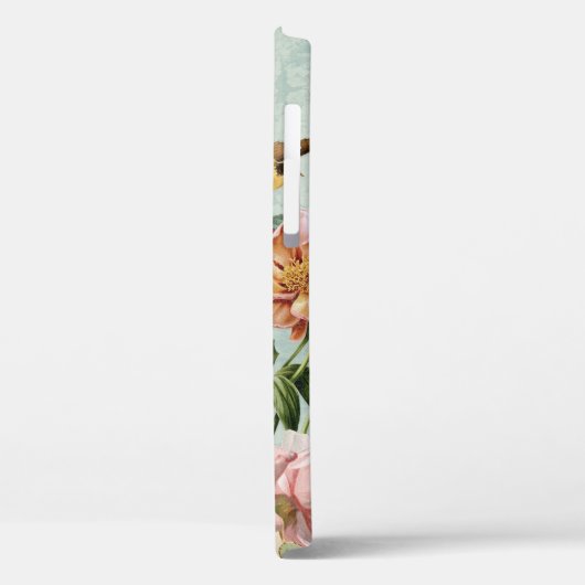 ヴィンテージフガーリーラワーズ金ゴールドグリッターミントモノグラム Case-Mate iPhoneケース (裏面 / 左)