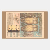 ヴィンテージフクロウかわいい秋キッドのクラフトブラウンブルー 長方形シール (正面)