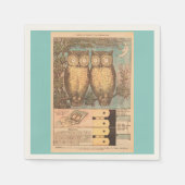 ヴィンテージフクロウかわいい秋キッドの工芸イラストレーション スタンダードカクテルナプキン (正面)