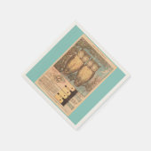 ヴィンテージフクロウかわいい秋キッドの工芸イラストレーション スタンダードカクテルナプキン (角)