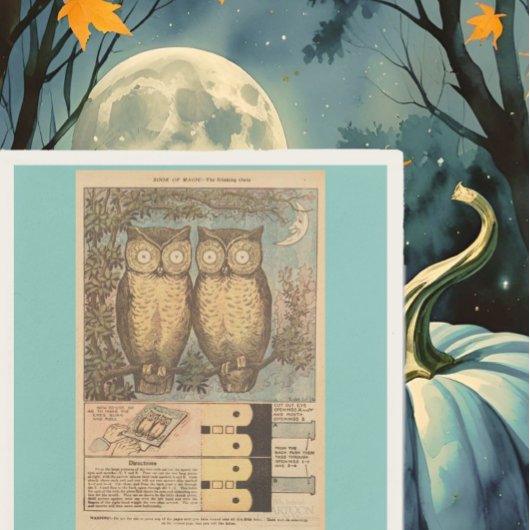 ヴィンテージフクロウかわいい秋キッドの工芸イラストレーション スタンダードカクテルナプキン