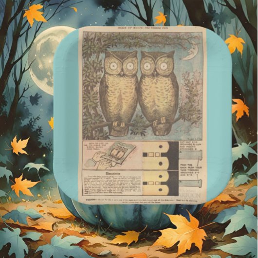 ヴィンテージフクロウかわいい秋キッドの工芸イラストレーション ペーパープレート