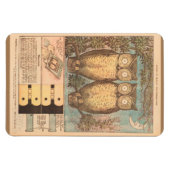 ヴィンテージフクロウかわいい秋クラフト子供の青茶色 マグネット (横)