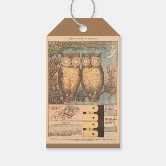 ヴィンテージフクロウかわいい秋工芸 ギフトタグ (正面)