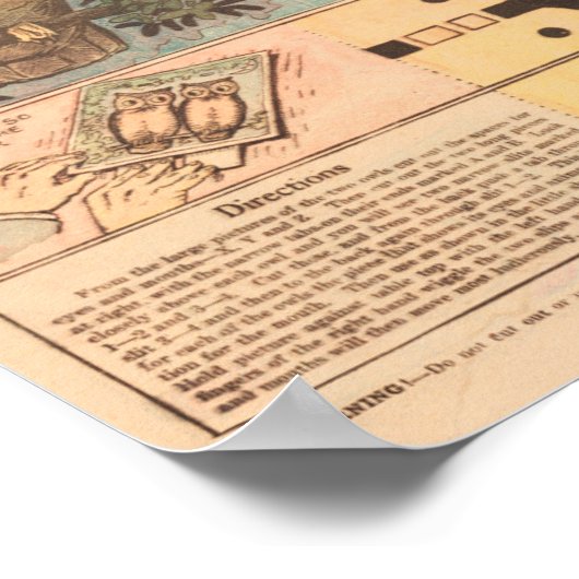 ヴィンテージフクロウかわいい秋工芸 ポスター (角)