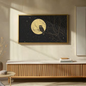 ヴィンテージフクロウが月に照らされた空の下でアート ポスター