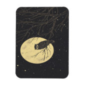 ヴィンテージフクロウが月に照らされた空の下でアート マグネット (縦)