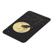 ヴィンテージフクロウが月に照らされた空の下でアート マグネット (左側)