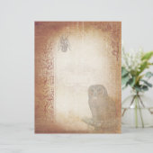 ヴィンテージフクロウとカブトムシ熟成スクラップブック紙 (スタンド正面)