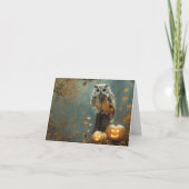 ヴィンテージフクロウとカボチャ秋ハロウィン空白の ノートカード (正面)