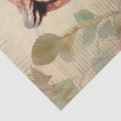 ヴィンテージフクロウとピンクのバラのデコページ 薄葉紙 (詳細)