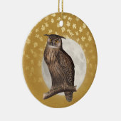 ヴィンテージフクロウとムーンが金ゴールドに輝く葉光 セラミックオーナメント (右)