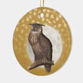 ヴィンテージフクロウとムーンが金ゴールドに輝く葉光 セラミックオーナメント (左)