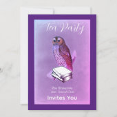 ヴィンテージフクロウと本 – 茶パーティの招待状 招待状 (正面)