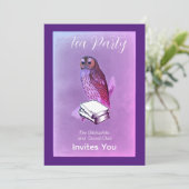 ヴィンテージフクロウと本 – 茶パーティの招待状 招待状 (スタンド正面)