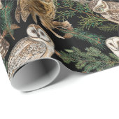 ヴィンテージフクロウと松 ラッピングペーパー (ロールコーナー)