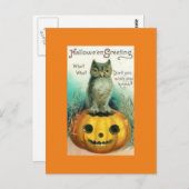 ヴィンテージフクロウのカボチャのハロウィンポストカード ポストカード (正面/裏面)