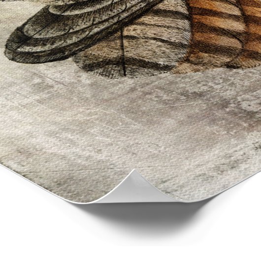 ヴィンテージフクロウのポスターまたはデコページ紙 ポスター (角)