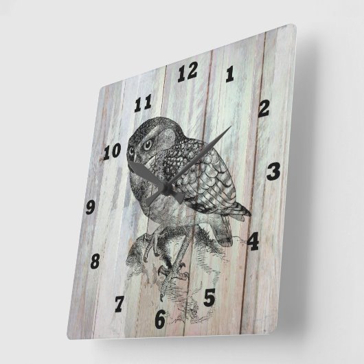 ヴィンテージフクロウの国のホームオフィスの時計 スクエア壁時計 (傾斜)