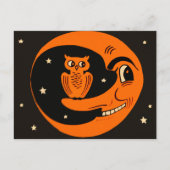 ヴィンテージフクロウの月はがき ポストカード (正面)