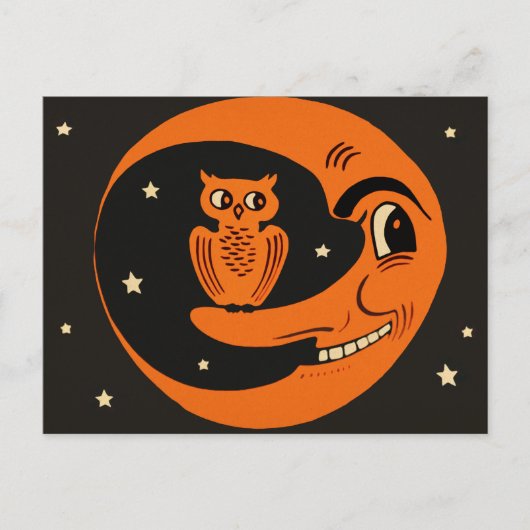 ヴィンテージフクロウの月はがき ポストカード (正面)
