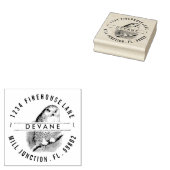 ヴィンテージフクロウの木の差出人住所スタンプ ラバースタンプ (押印)