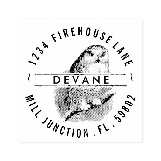 ヴィンテージフクロウの木の差出人住所スタンプ ラバースタンプ (インプリント)