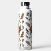 ヴィンテージフクロウの森の模様モノグラム ウォーターボトル (左面)