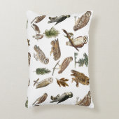 ヴィンテージフクロウの水彩林の模様 アクセントクッション (正面(垂直))