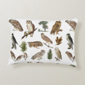 ヴィンテージフクロウの水彩林の模様 アクセントクッション (裏面)