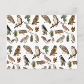 ヴィンテージフクロウの水彩林の模様 シーズンポストカード (正面)