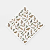 ヴィンテージフクロウの水彩林の模様 スタンダードランチョンナプキン (角)