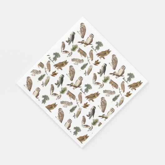 ヴィンテージフクロウの水彩林の模様 スタンダードランチョンナプキン (角)