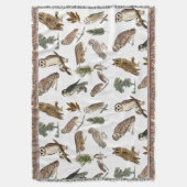 ヴィンテージフクロウの水彩林の模様 スローブランケット (正面縦)