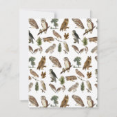ヴィンテージフクロウの水彩林の模様 ノートカード (裏面)